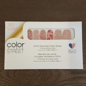 Color Street IT'S A KEY-PER Pink Red Heart Glitter Retired Nail Polish Strip Set